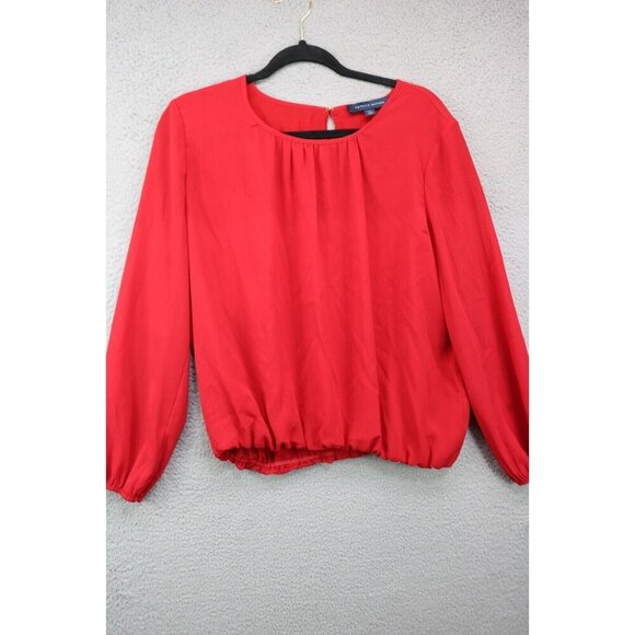 Tommy Hilfiger Red Long Puff Sleeves Chiffon Blouse-Size Large-Office - Picture 1 of 9